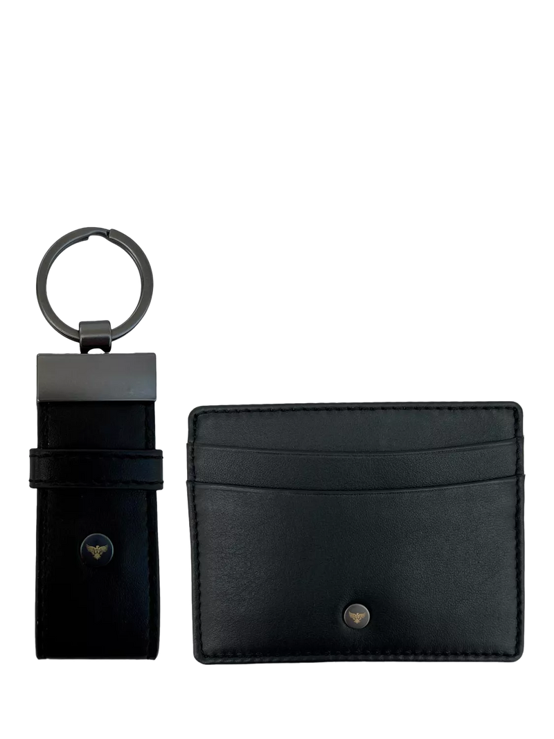 Apatchy London leather keyring and cardholder set black, UK version