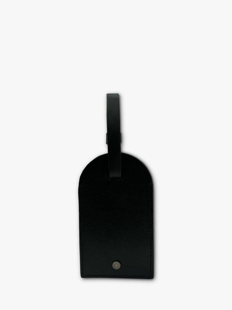 Apatchy leather luggage tag and loop keyring set black - British product