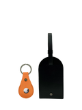 Apatchy Leather Luggage Tag and AirTag Gift Set, Black/Orange