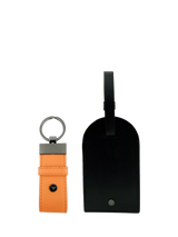 John Lewis Apatchy London Leather Luggage Tag & Loop Keyring Gift Set, Black/Orange- Buy online at McGrocer