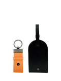 Apatchy London leather luggage tag keyring black orange, UK version