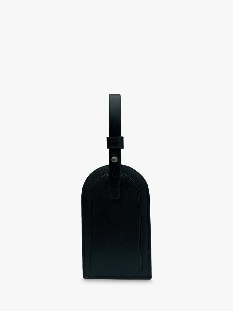 Apatchy London leather luggage tag keyring black orange, UK version