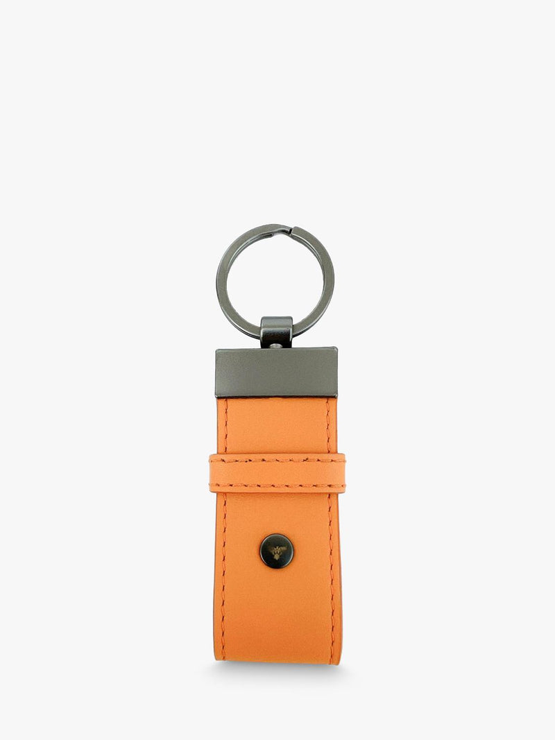 Apatchy London leather luggage tag keyring black orange, UK version