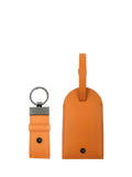 Apatchy London leather luggage tag and keyring gift set in orange, imported from the UK