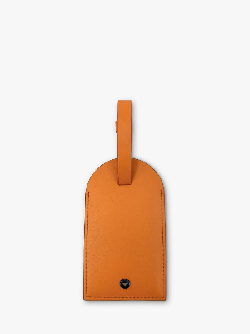 Apatchy London leather luggage tag and keyring gift set in orange, imported from the UK