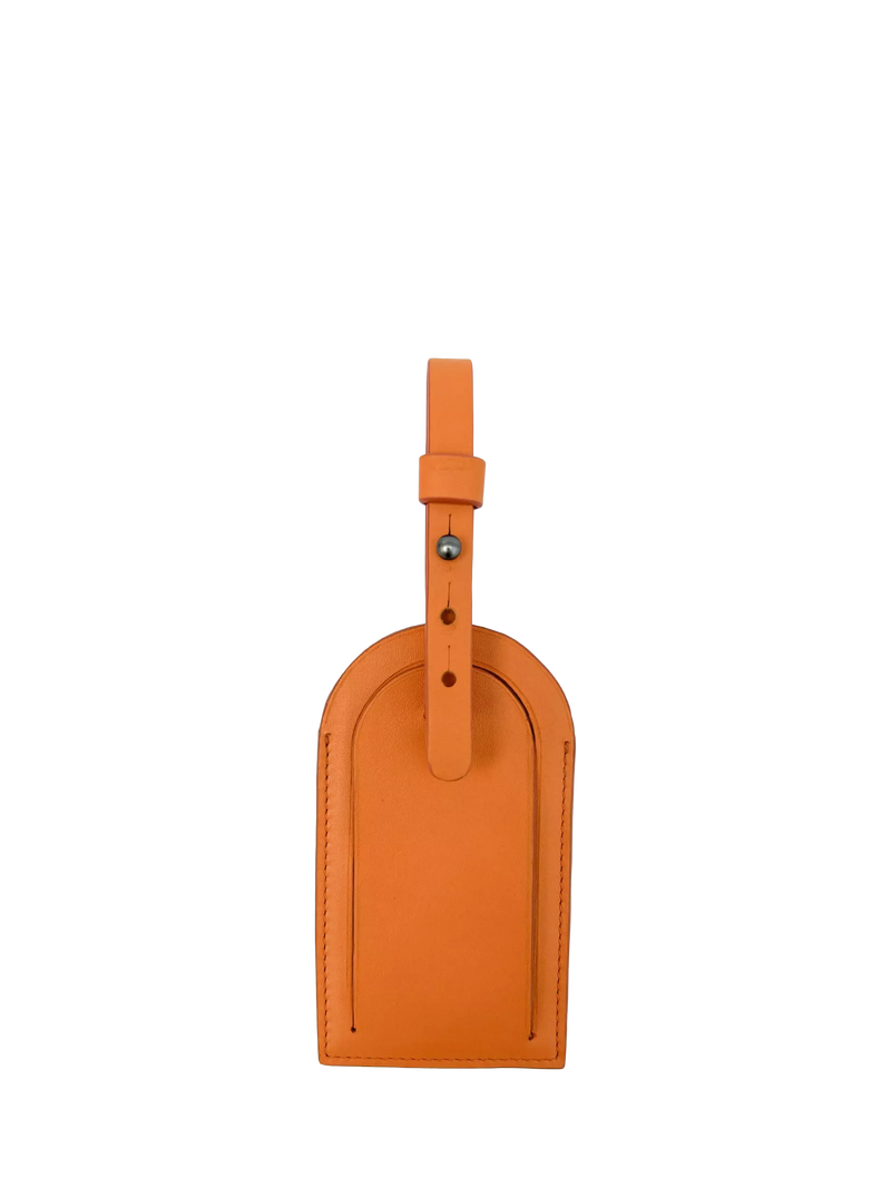 Apatchy London leather luggage tag and keyring gift set in orange, imported from the UK