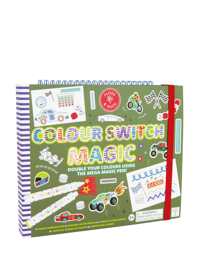 Floss & Rock Colour Switch Magic Cars activity book (British brand)