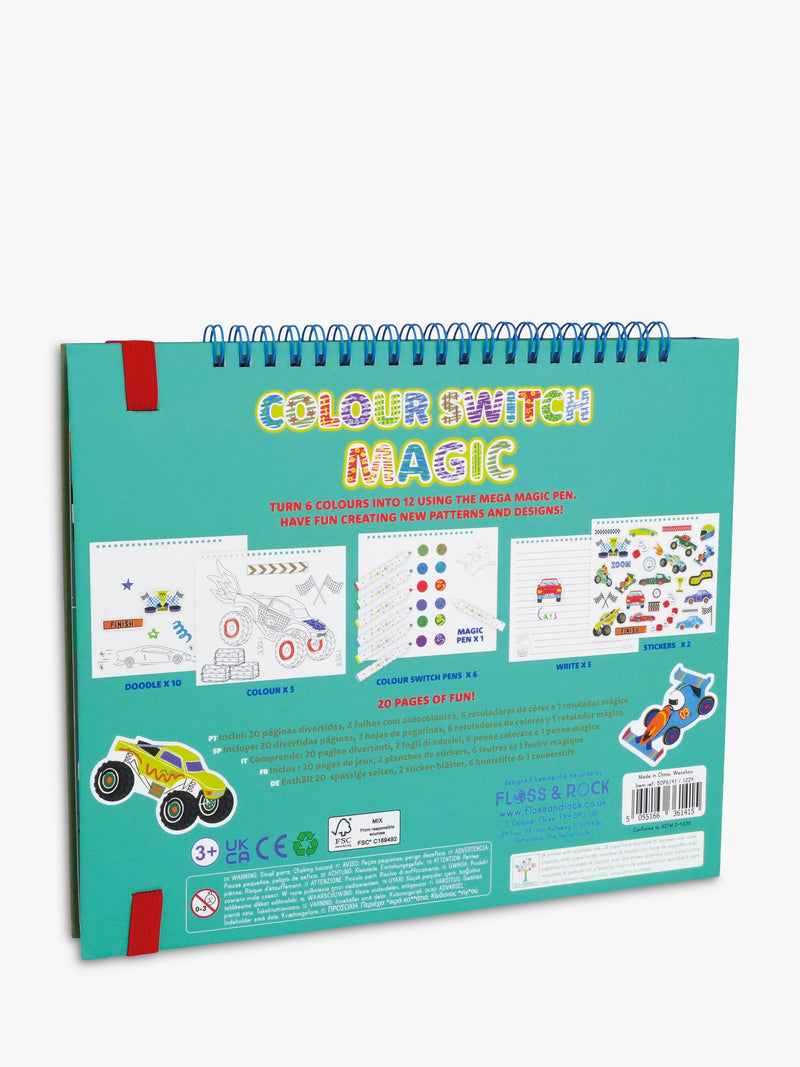 Floss & Rock Colour Switch Magic Cars activity book (British brand)