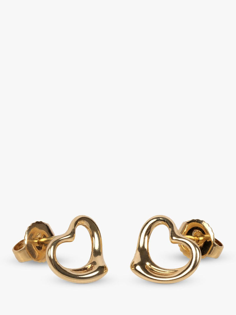 Pre-loved Tiffany Elsa Peretti open heart earrings 18ct yellow gold (British brand)