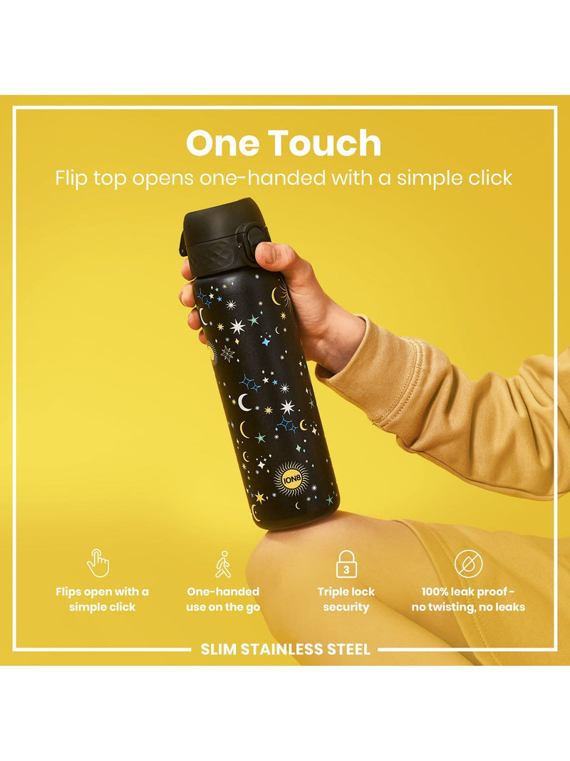 Ion8 Celestial stainless steel drinks bottle 600ml black multi (British brand)