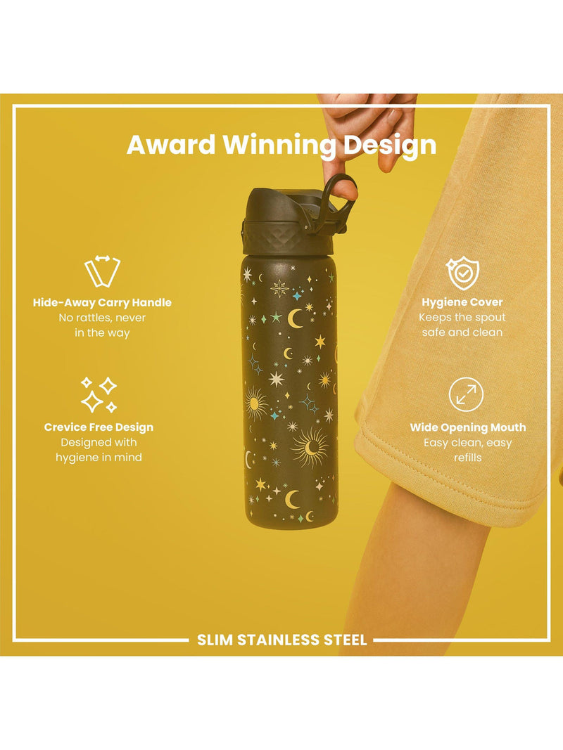 Ion8 Celestial stainless steel drinks bottle 600ml black multi (British brand)