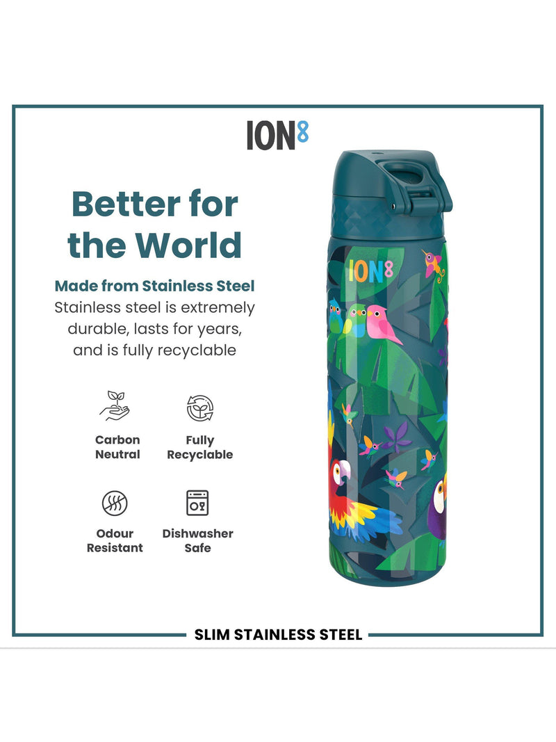 Ion8 exotic birds water bottle 600ml teal multi, imported from the UK