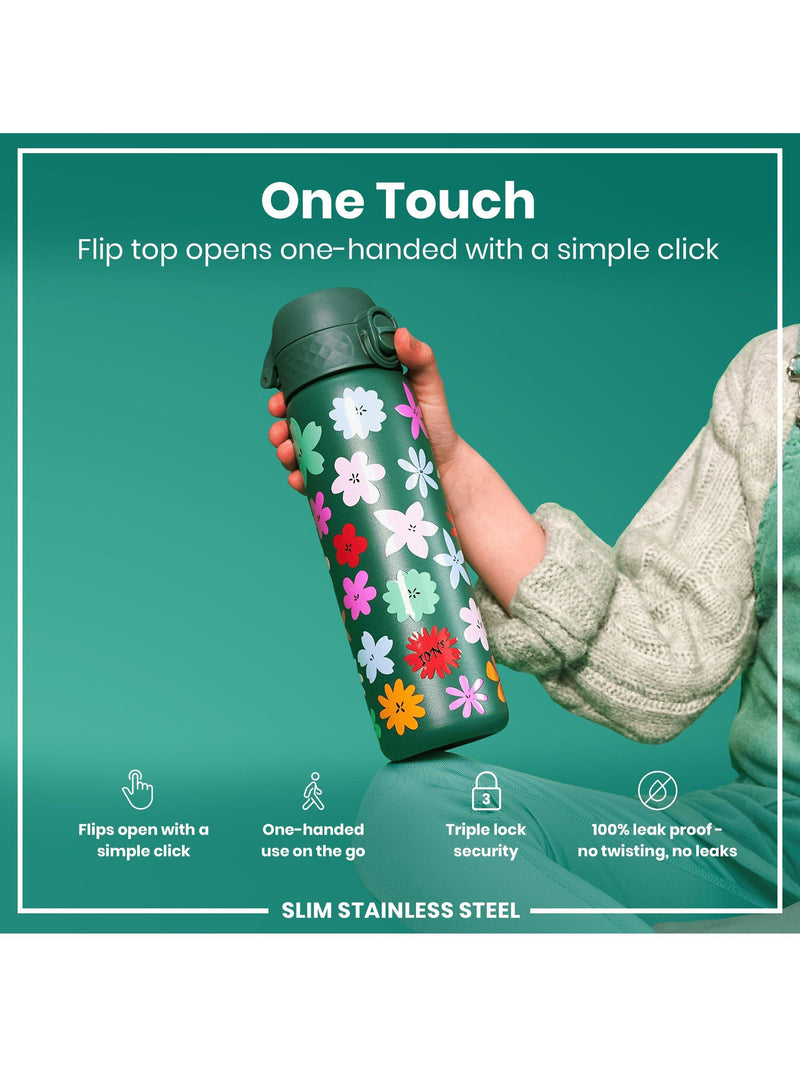 Ion8 floral stainless steel drinks bottle 600ml, imported from the UK
