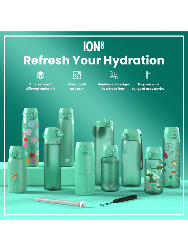 Ion8 floral stainless steel drinks bottle 600ml, imported from the UK