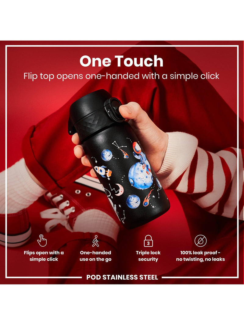 Ion8 kids' stainless steel leak-proof drinks bottle Space 400ml, UK version