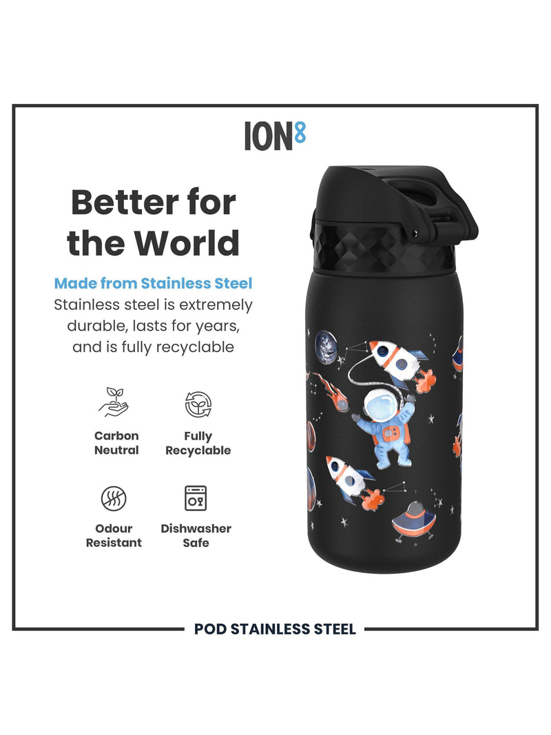 Ion8 kids' stainless steel leak-proof drinks bottle Space 400ml, UK version