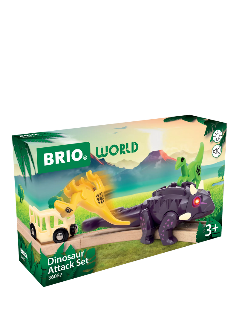 BRIO Dinosaur Attack Set with Ankylosaurus and Velociraptor figures, UK version