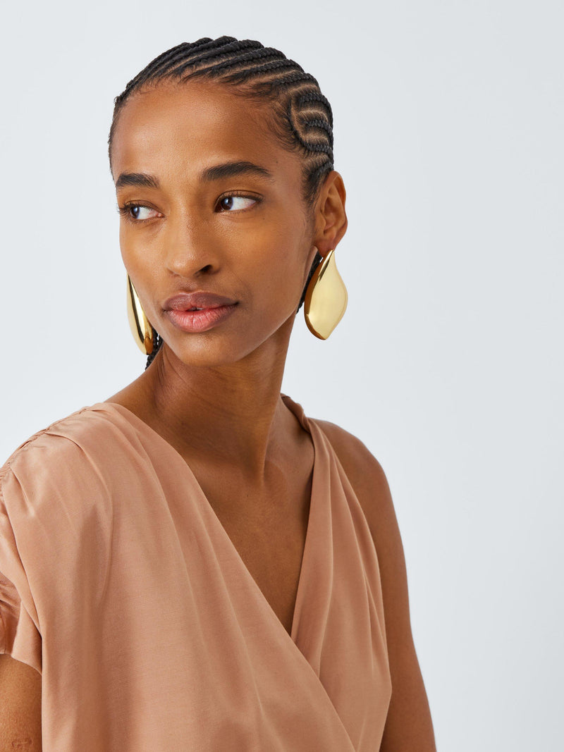 John Lewis gold toned brass abstract curved statement earrings, UK version