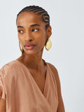 John Lewis gold toned brass abstract curved statement earrings, UK version