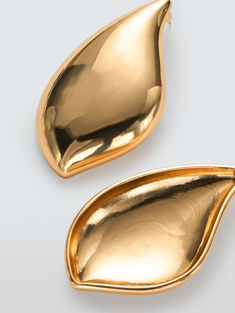 John Lewis gold toned brass abstract curved statement earrings, UK version