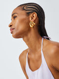 John Lewis polished triple hoop graduated earrings gold toned - British product