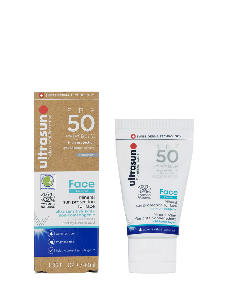 Ultrasun mineral face SPF 50 sun cream 40ml (British brand)