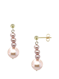 E.W Adams 9ct yellow gold pearl drop earrings, imported from the UK