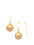 E.W Adams 9ct Yellow Gold Freshwater Pearl Hook Earrings 22mm Drop