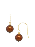 E.W Adams 9ct yellow gold freshwater pearl hook earrings (British brand)