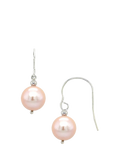E.W Adams 9ct White Gold Freshwater Pearl Hook Earrings, 22mm Drop