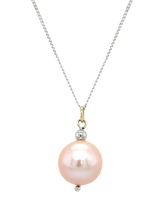 John Lewis E.W Adams 9ct White Gold Cultured Freshwater Pearl Pendant Necklace, White Gold/Blush, 18 inch- Buy online at McGrocer