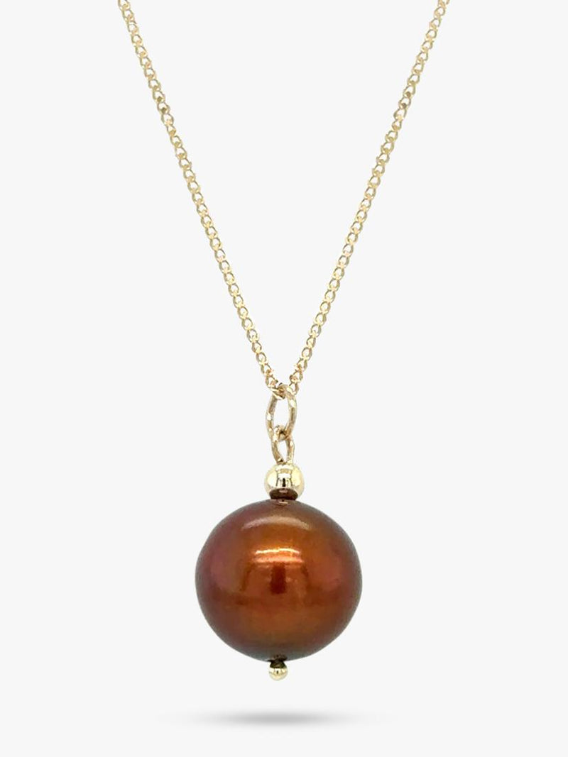 E.W Adams 9ct yellow gold cultured freshwater pearl pendant necklace, UK version