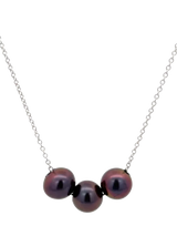 John Lewis E.W Adams 9ct White Gold Three Pearl String Necklace, Peacock, 18 Inch- Buy online at McGrocer
