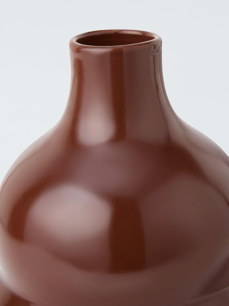 John Lewis stoneware vase wavy gourd brown H30cm, imported from the UK