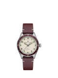 Hamilton Pilot Pioneer automatic watch red leather strap stainless steel, imported from the UK
