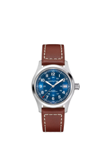 John Lewis Hamilton Unisex Khaki Field Automatic Leather Watch, Blue- Buy online at McGrocer