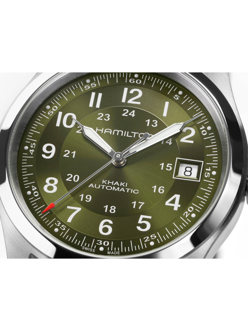 Hamilton field automatic watch green dial leather strap (British brand)