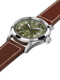 Hamilton field automatic watch green dial leather strap (British brand)