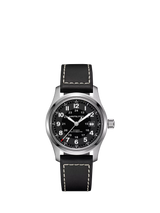 John Lewis Hamilton Khaki Field Automatic Black Leather Watch 42mm- Buy online at McGrocer