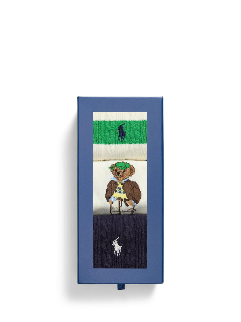 Ralph Lauren bear socks gift set pack of 3 (British brand)