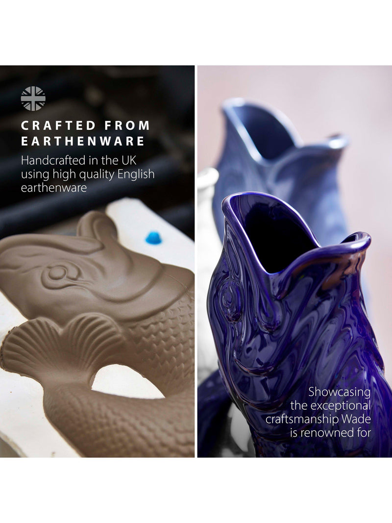 Wade Pottery fish earthenware jug 1.2L cobalt blue - British product