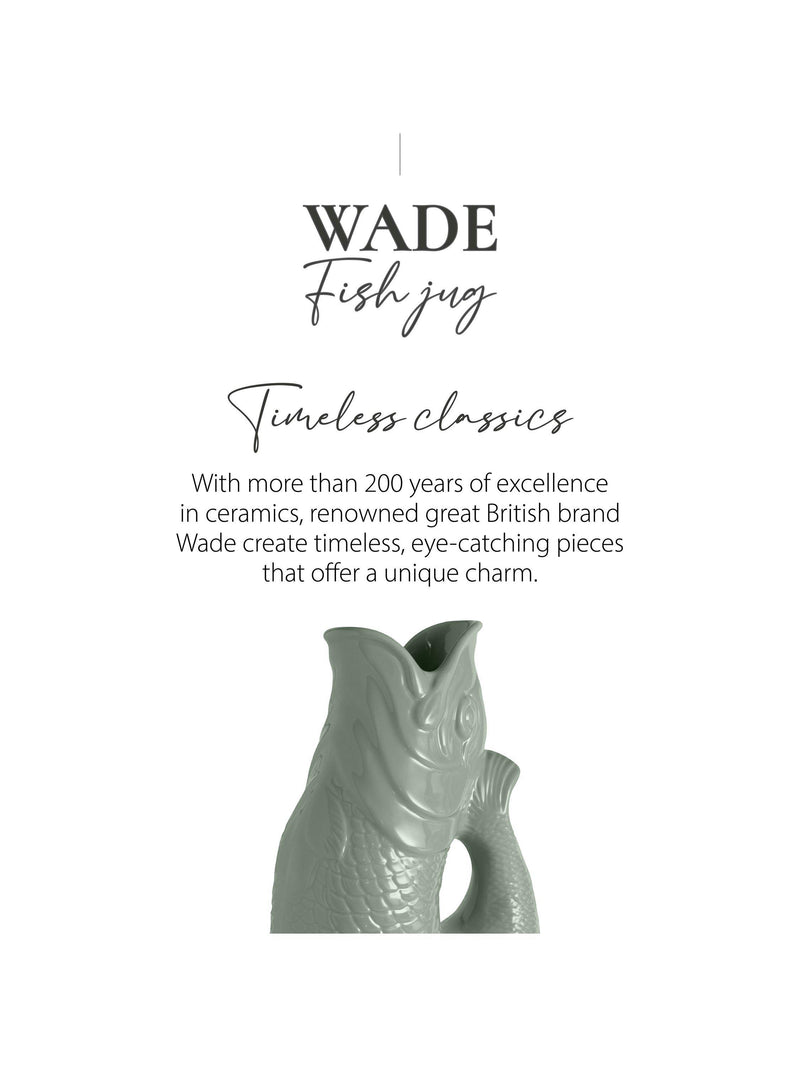 Wade Pottery fish earthenware jug 600ml sage green, UK version