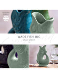 Wade Pottery fish earthenware jug sage green 1.2L (British brand)