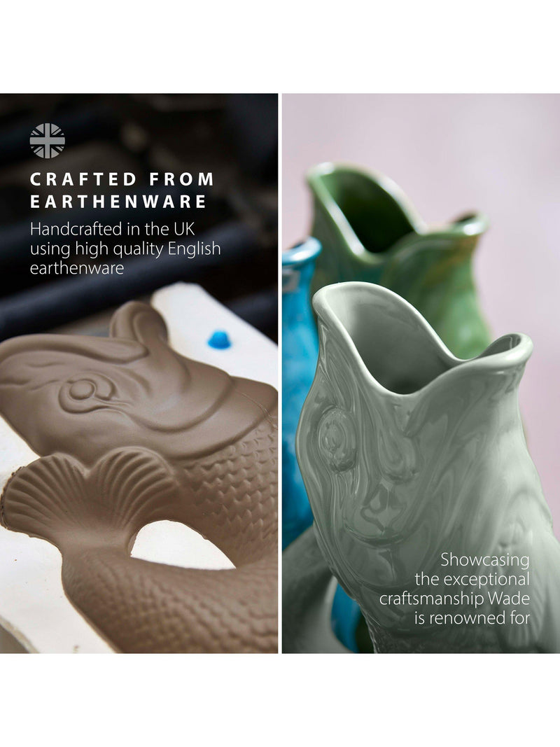 Wade Pottery fish earthenware jug sage green 1.2L (British brand)