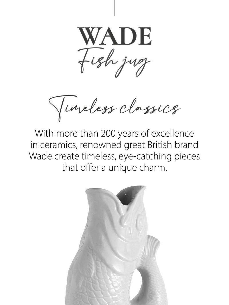 Wade Pottery fish earthenware jug white 1.2L, UK version