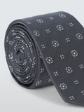 John Lewis small square foulard silk tie in grey - British product