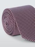 John Lewis small square geometric silk tie burgundy (British brand)