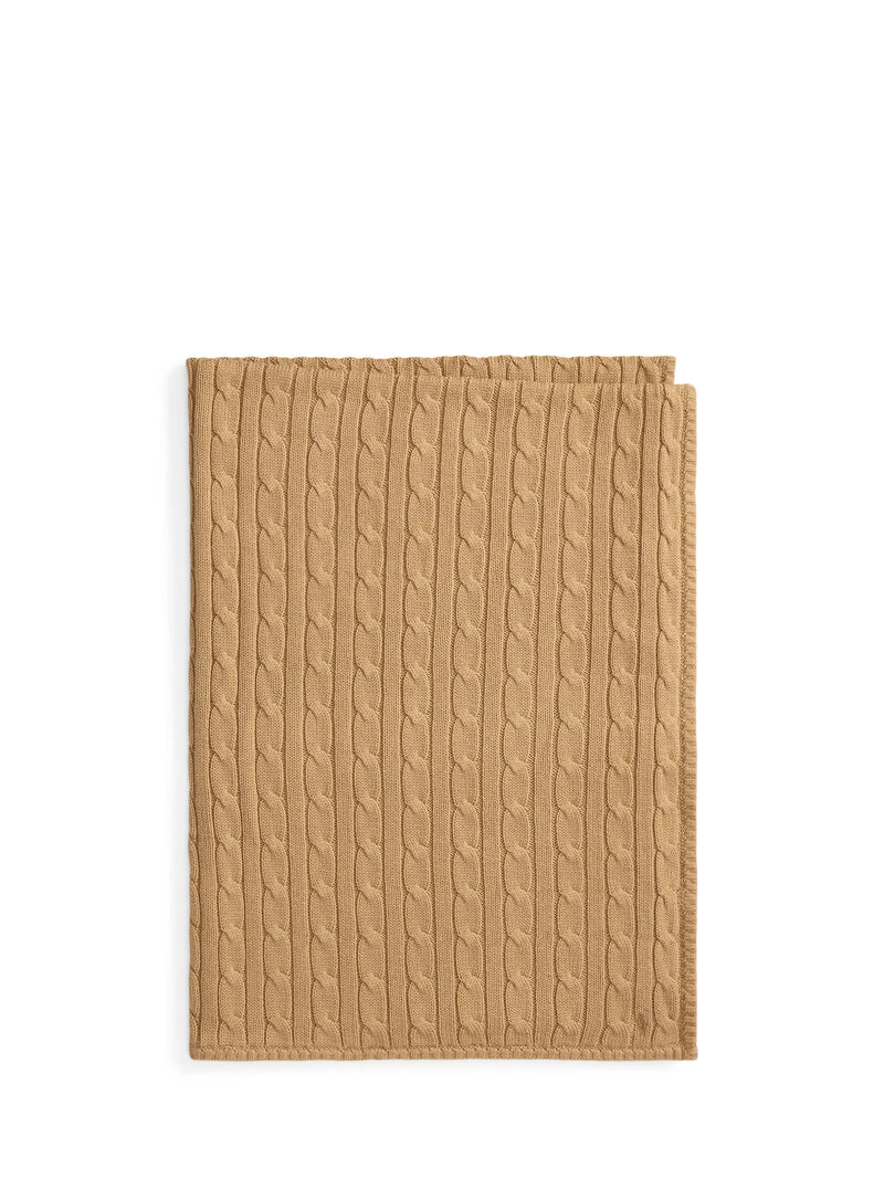 Ralph Lauren baby blanket camel cable-knit, imported from the UK