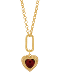 Rachel Jackson London personalised garnet heart necklace 17x17mm, imported from the UK