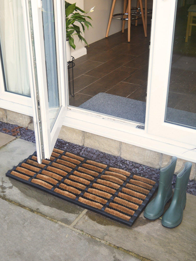 John Lewis rubber coir scraper door mat black - British product
